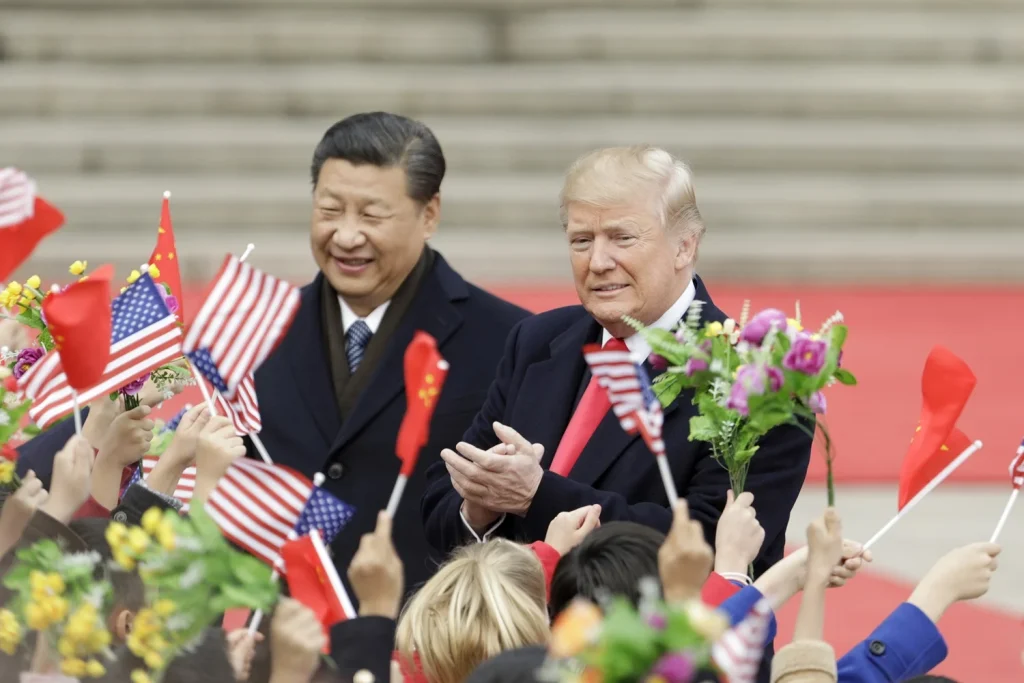 U.S. President Donald Trump, right, and China's president Xi Jinping, left